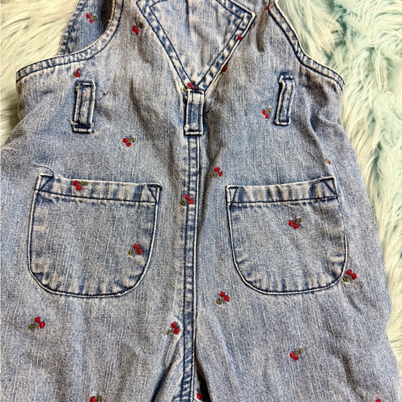 Faded Glory 24M Denim Overalls Cherry Embroidery Cottagecore Y2K - Picture 8 of 8